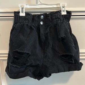 Forever 21 Black Paper Bag Jean Shorts